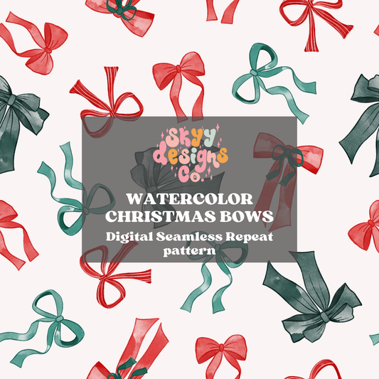 Watercolor Christmas bow Seamless pattern