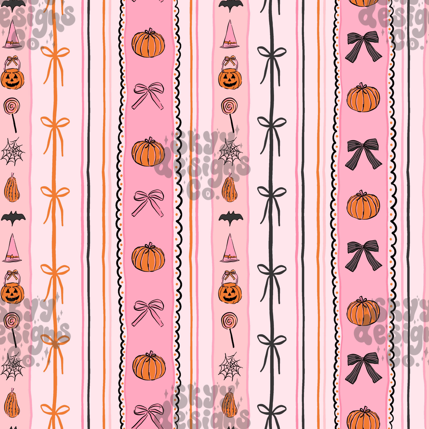 Coquette Halloween Stripe