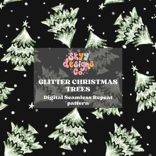 Glitter Christmas Trees Seamless Pattern