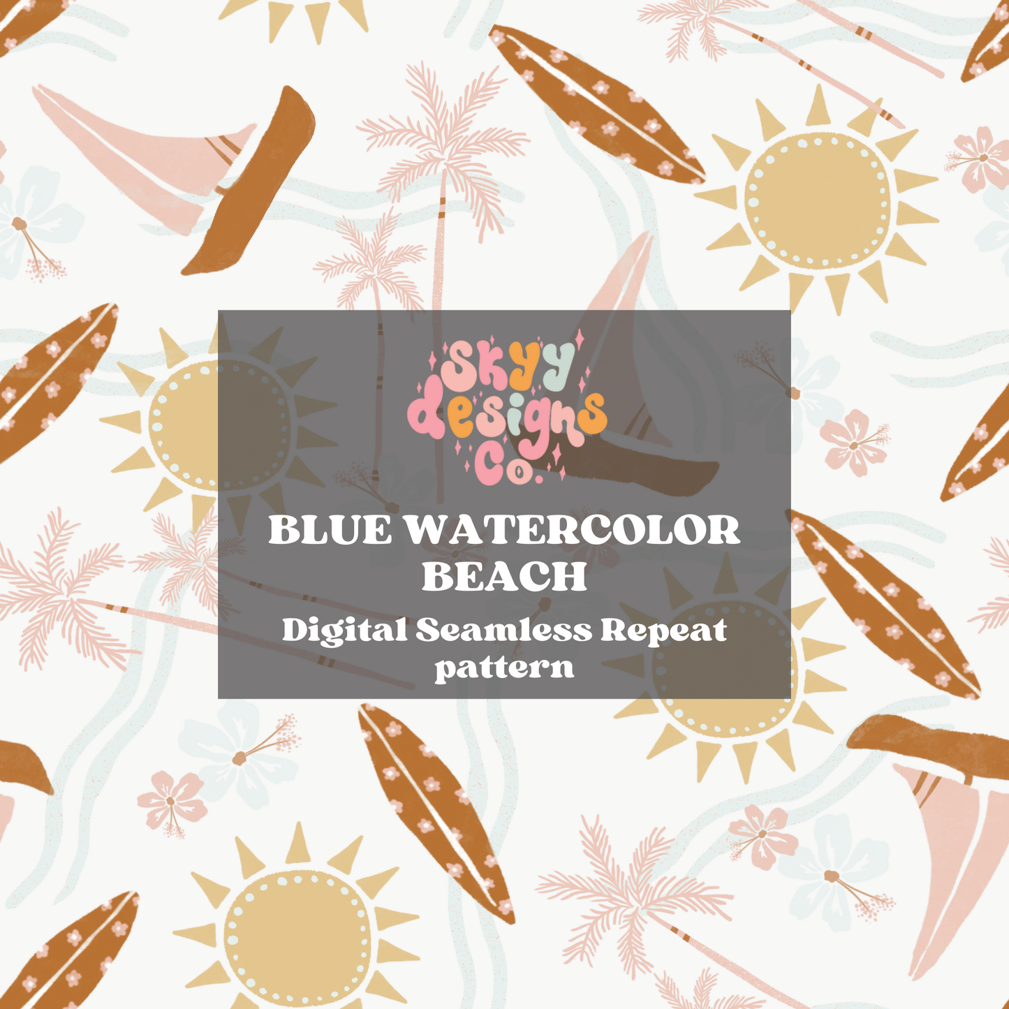 Boho Watercolor Beach Seamless Pattern