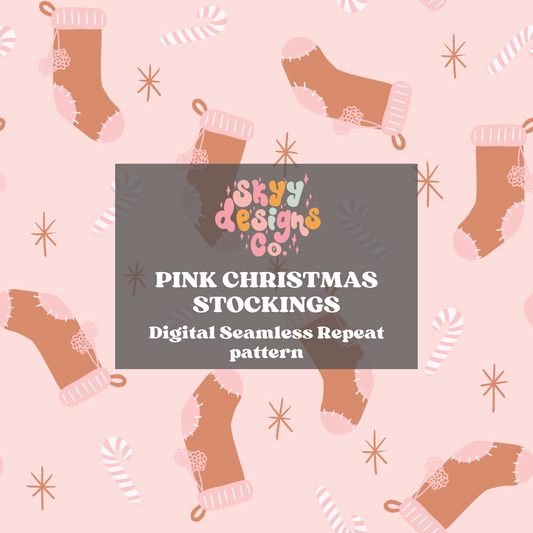 Pink boho Christmas seamless pattern