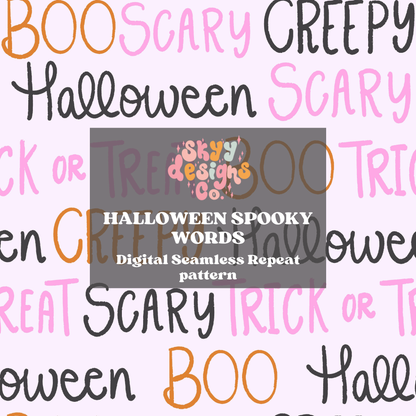 Spooky Halloween Words Seamless Pattern