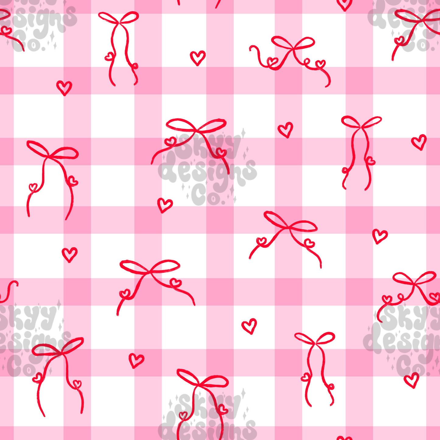 Valentine Gingham Heart Bows