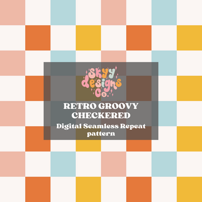 Retro Groovy Checkered Pattern