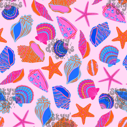 Bright neon seashells