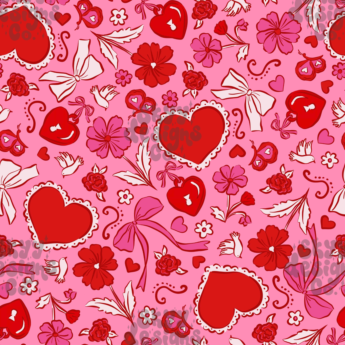 Preppy Valentine floral hearts