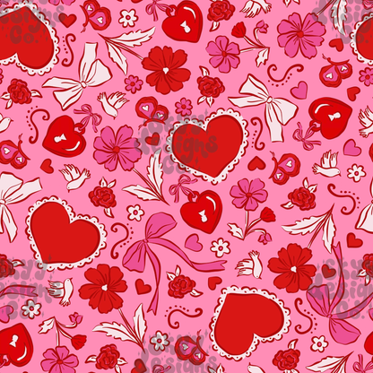 Preppy Valentine floral hearts