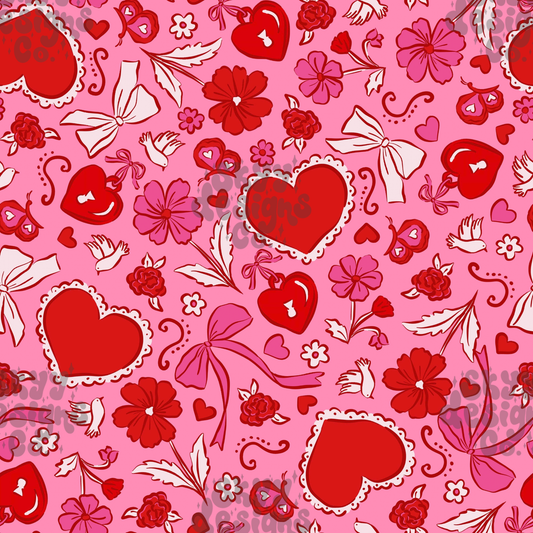 Preppy Valentine floral hearts