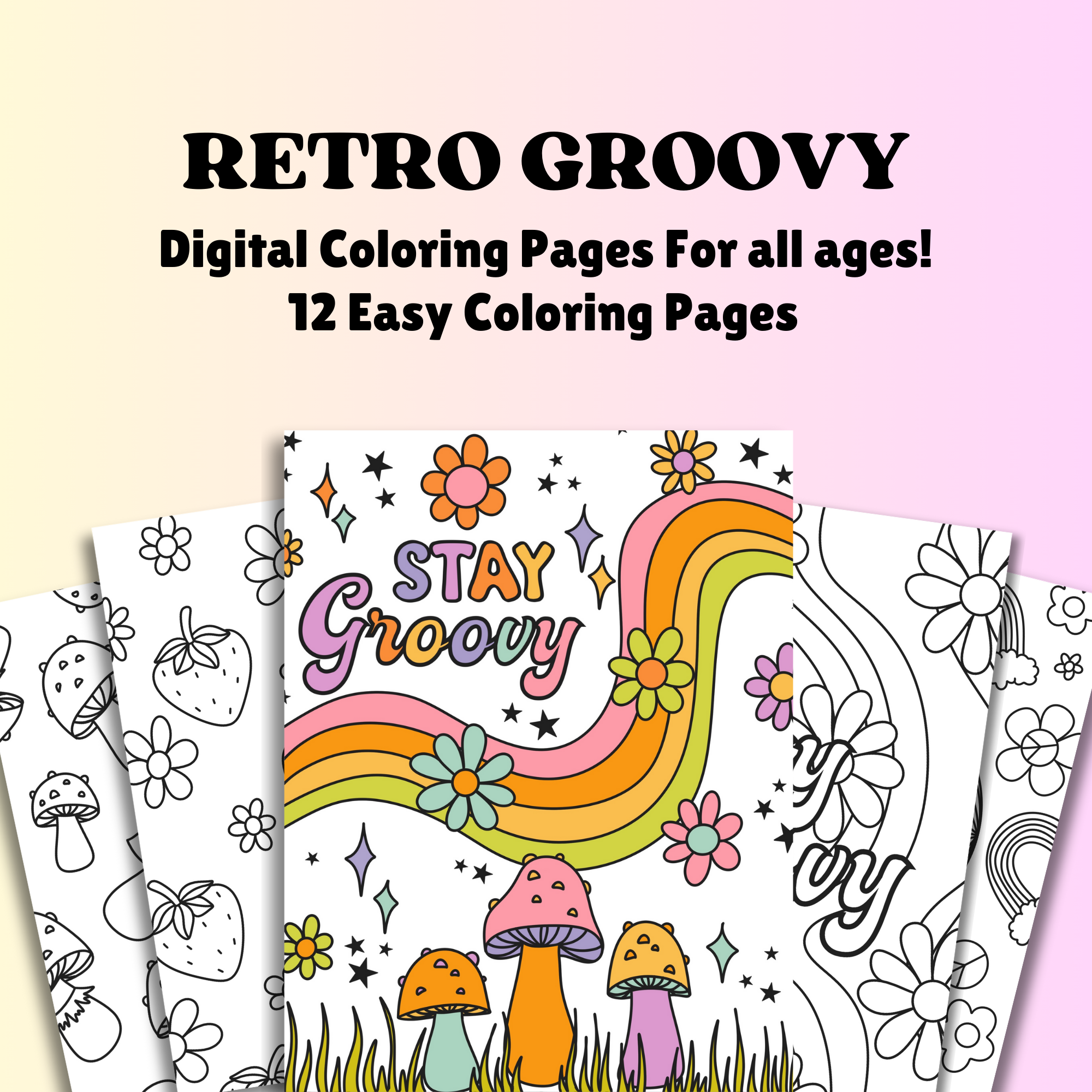 Colorful Pages File Retro Theme Coloring Pages – SkyyDesignsCo | Seamless Pattern Designs