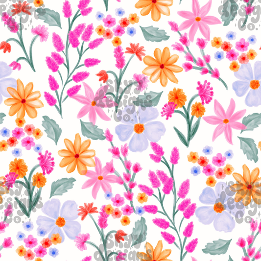 Colorful floral pattern on a white background
