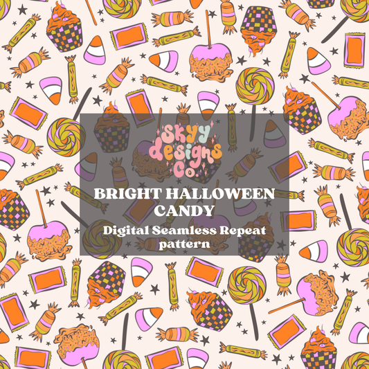 Bright Halloween candy seamless surface pattern