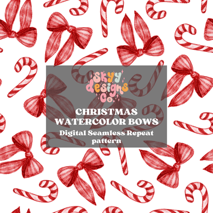 Watercolor Christmas bows Seamless pattern