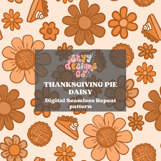 Thanksgiving pie Daisy Seamless pattern