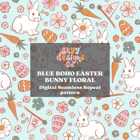 Blue Boho Easter Bunny Pattern