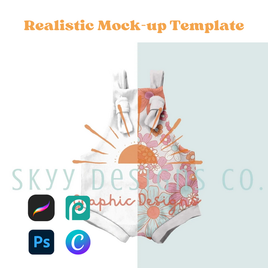 Tie overall shorts mock-up template - SkyyDesignsCo