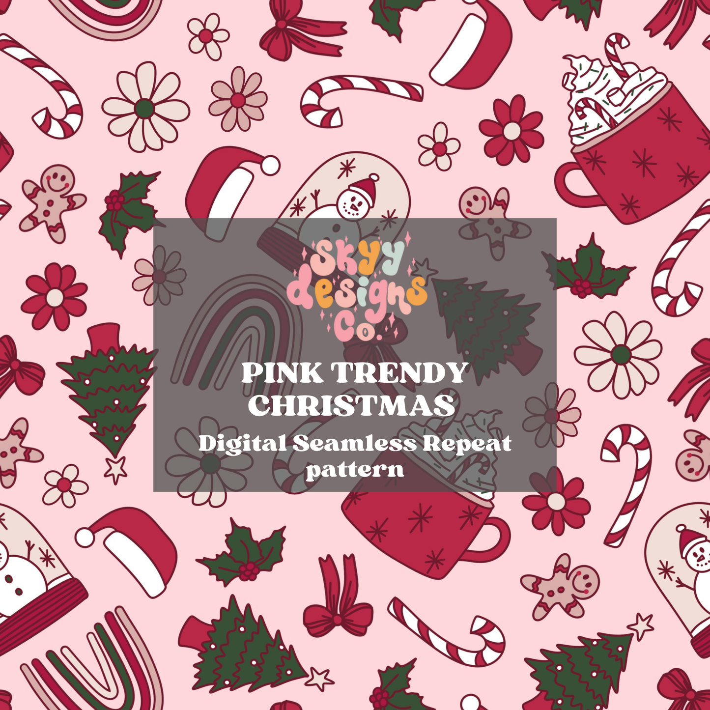 Pink Christmas Seamless pattern