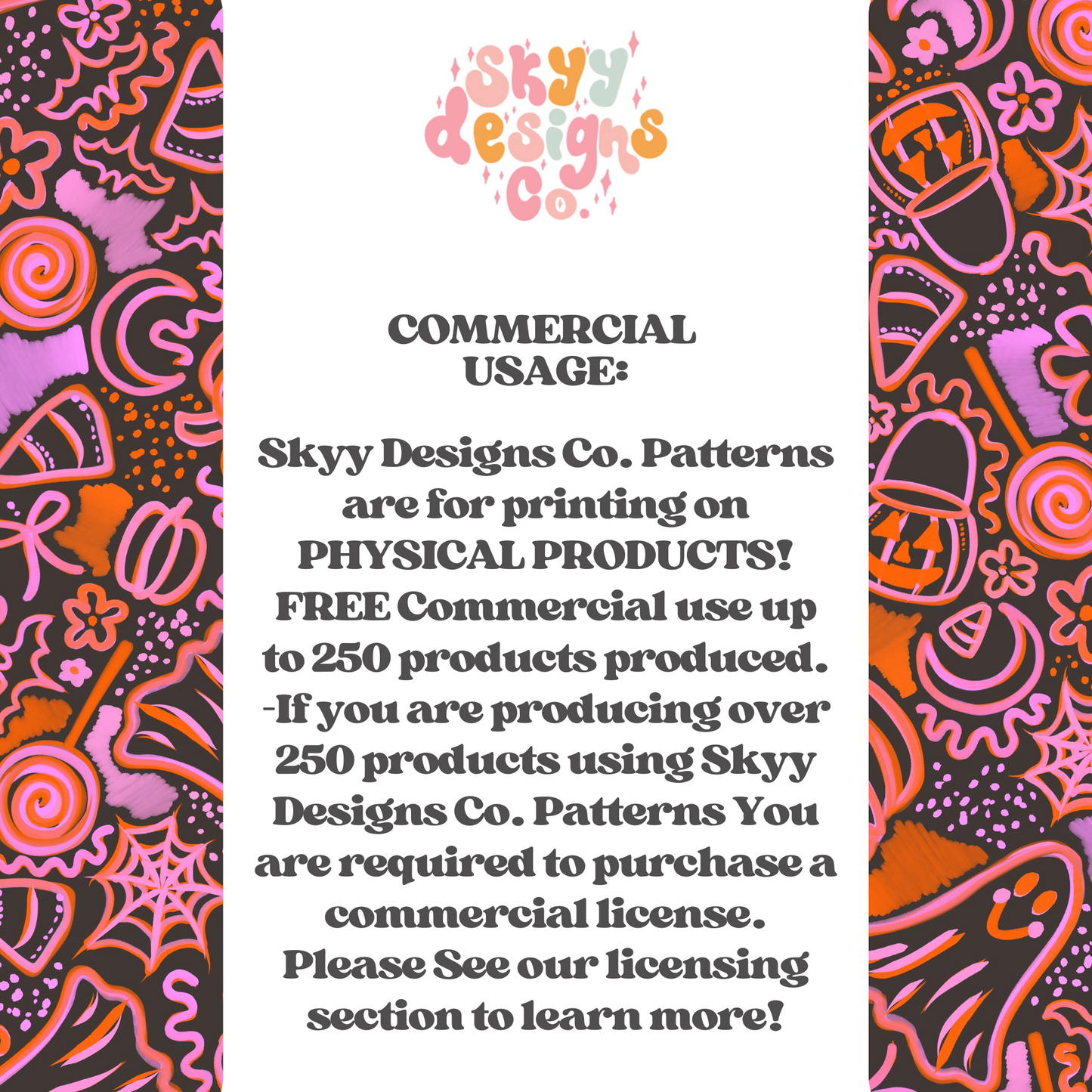 Preppy Watercolor Halloween on Black Background