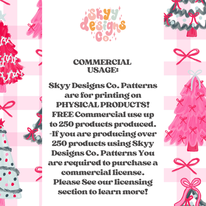 Preppy Christmas Trees Pink Gingham Background