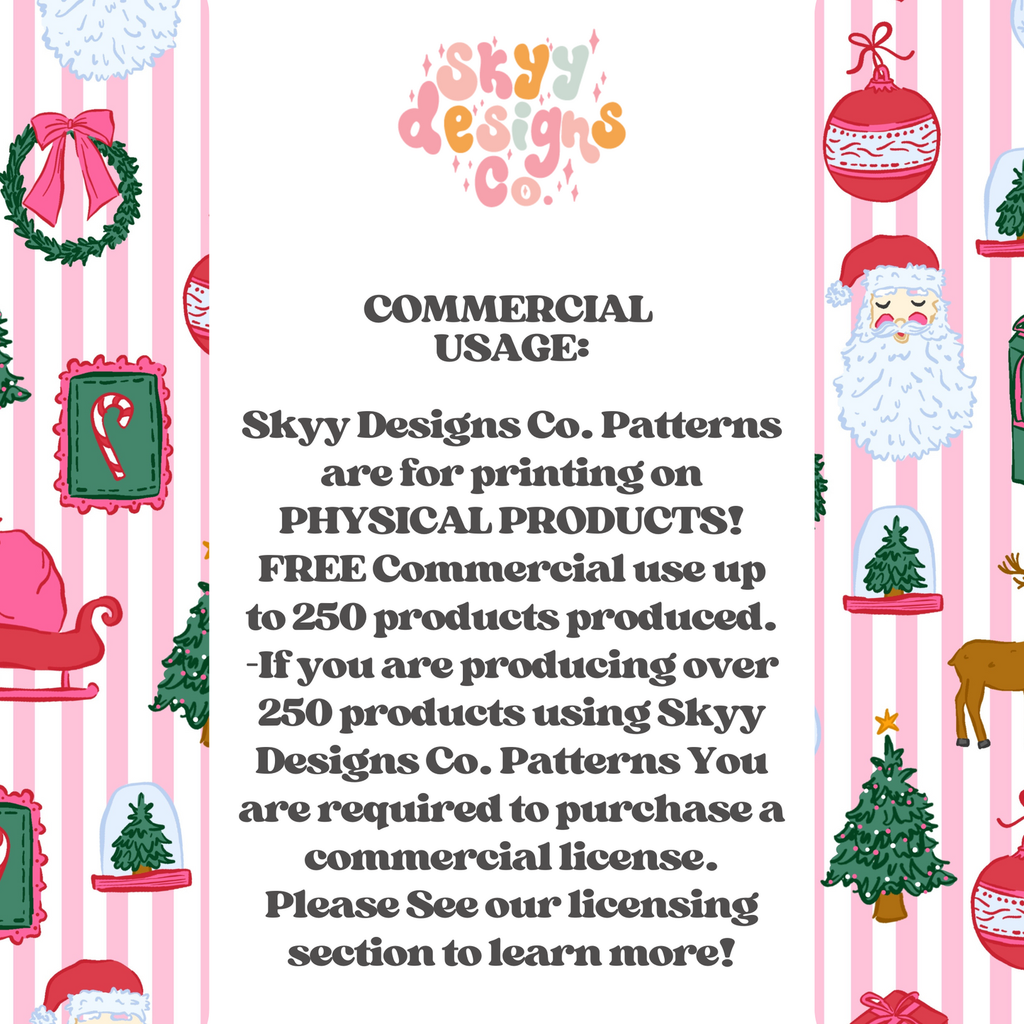 Preppy Christmas on Stripe Background