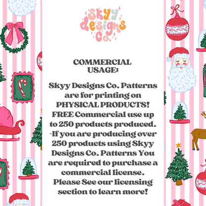 Preppy Christmas on Stripe Background