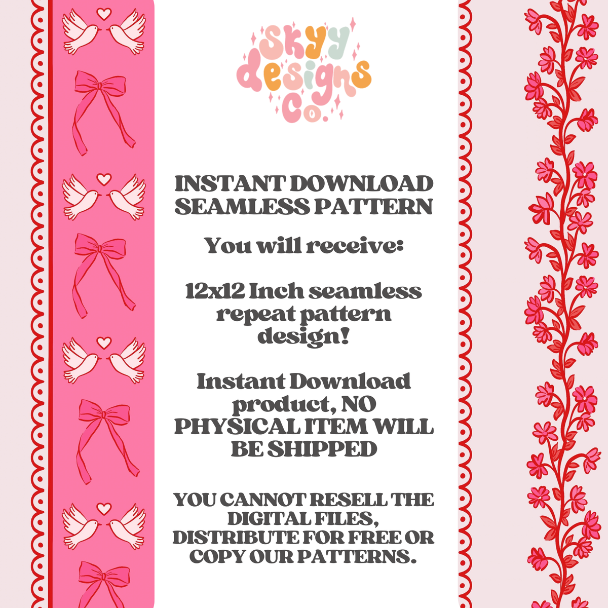 Valentine Floral Lace Stripe