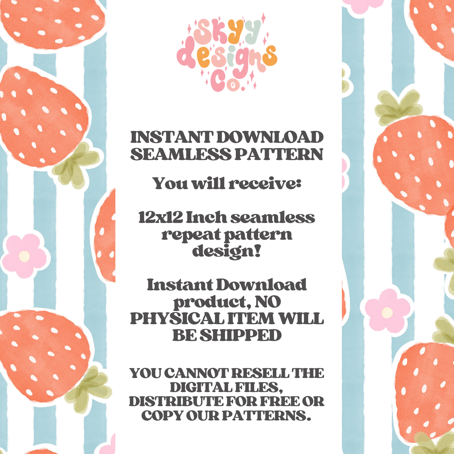 Watercolor Strawberry Stripe