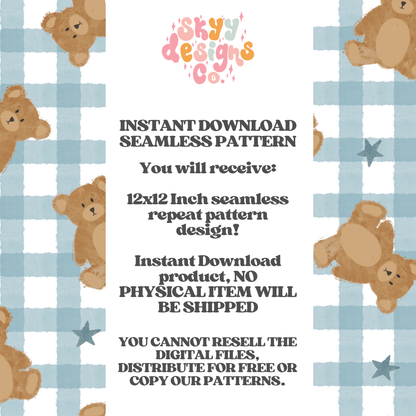 Gingham Watercolor Bears