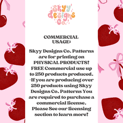 Valentine cherry strawberry seamless pattern