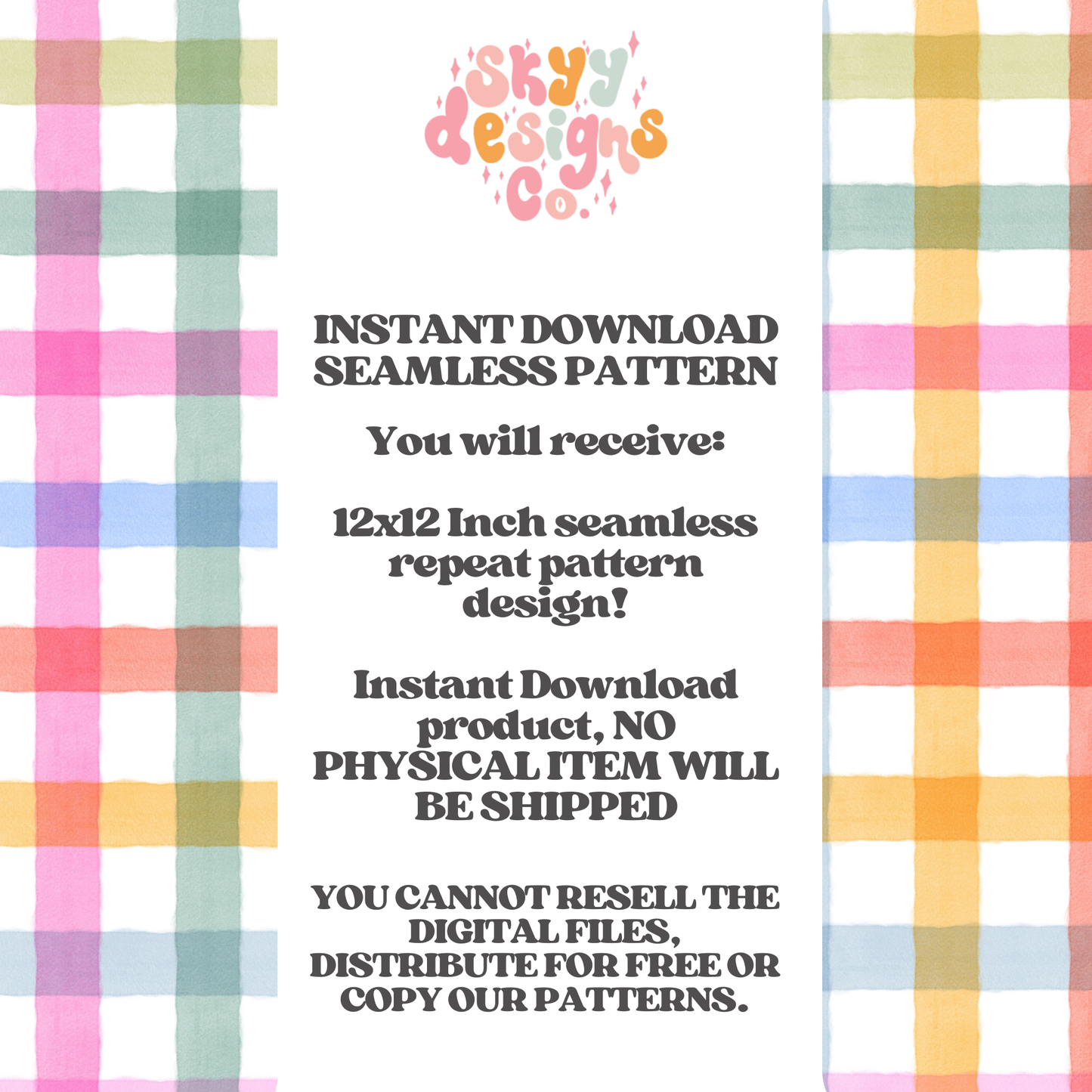Watercolor Rainbow Gingham