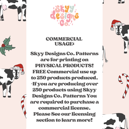 Christmas cows Seamless pattern