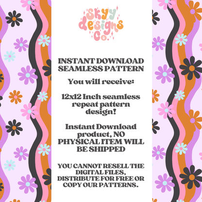Retro Spooky Daisy Waves Pattern