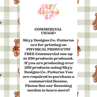 Watercolor Winter Gingham Bears