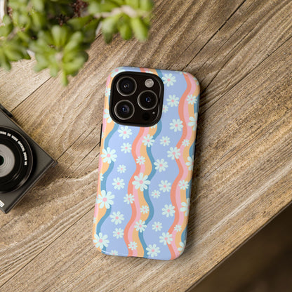 Blue Wavy Daisy Phone Case