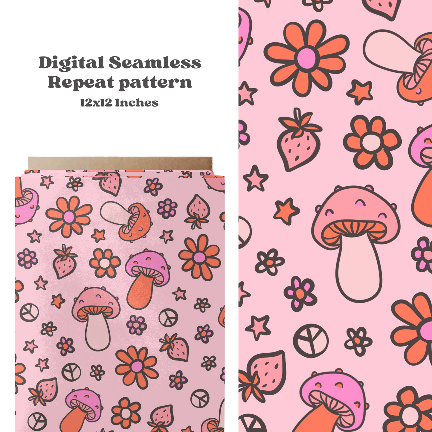 Groovy mushroom floral pattern design
