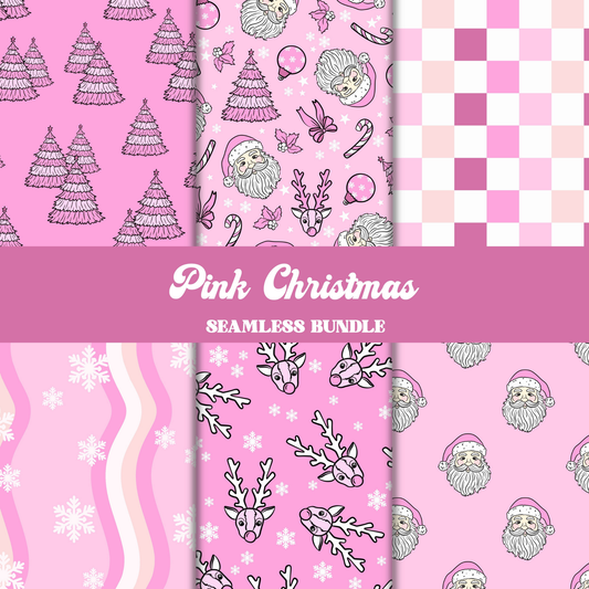 Pink Christmas Santa Seamless Bundle