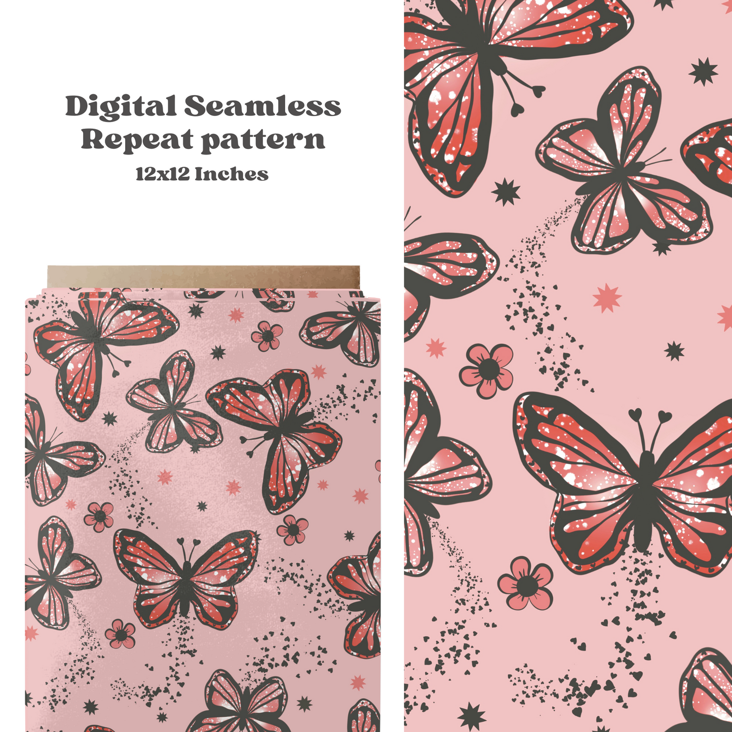Valentines love butterflies seamless pattern