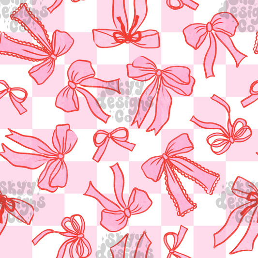 Checkered Valentine bow Seamless Pattern