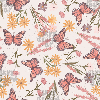 Watercolor wildflower butterfly Pattern