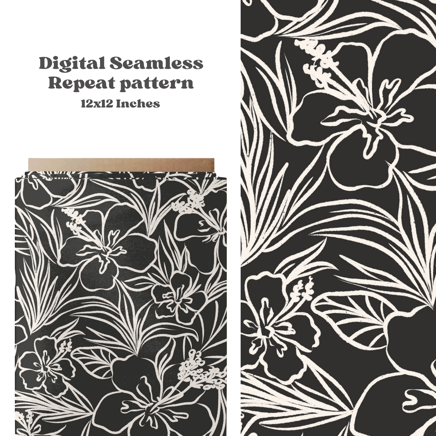Black Hibiscus Floral Pattern