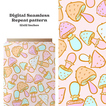 Pastel mushrooms seamless design