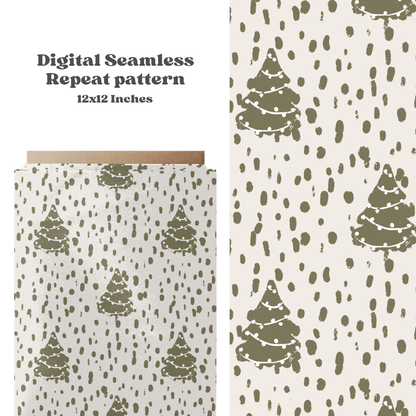 Boho Christmas trees Seamless pattern