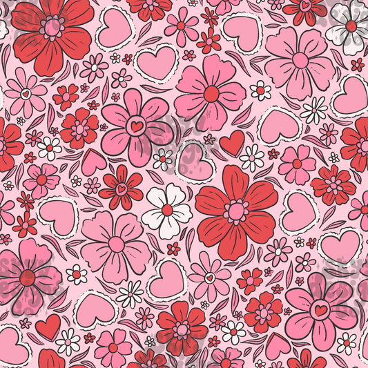 Valentine floral seamless pattern