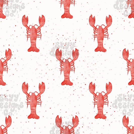 Watercolor lobster seamless pattern