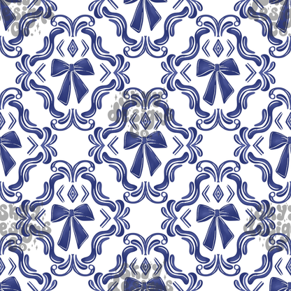 Blue coquette bows seamless pattern