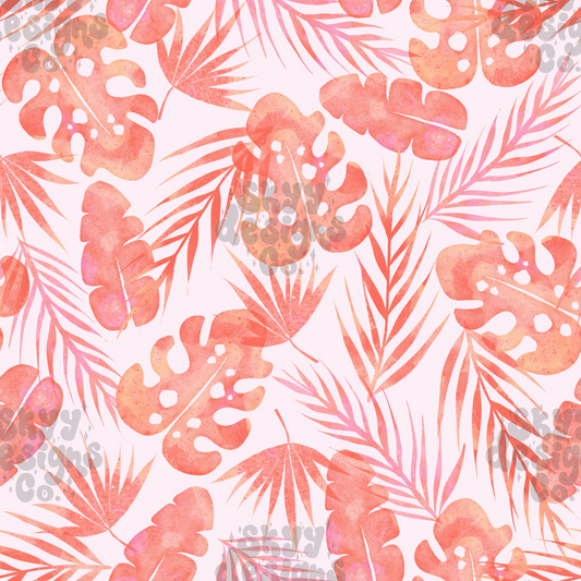 Bright Watercolor summer Leaves Pattern