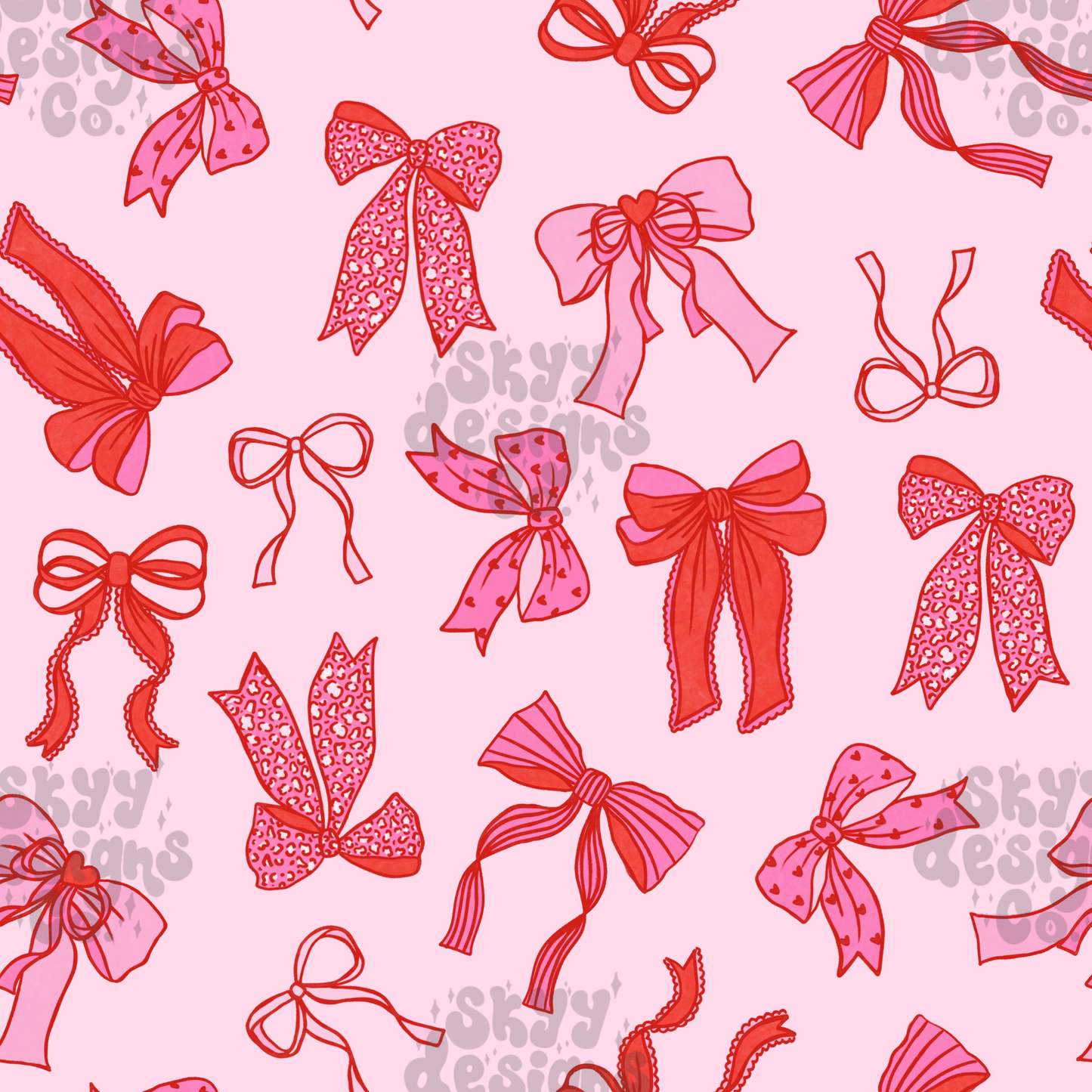 Valentine bows Seamless Pattern