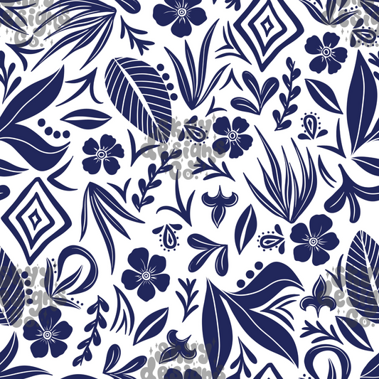 Blue and white Porcelain floral pattern