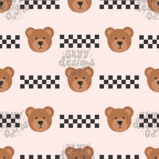 Checkered bears seamless pattern