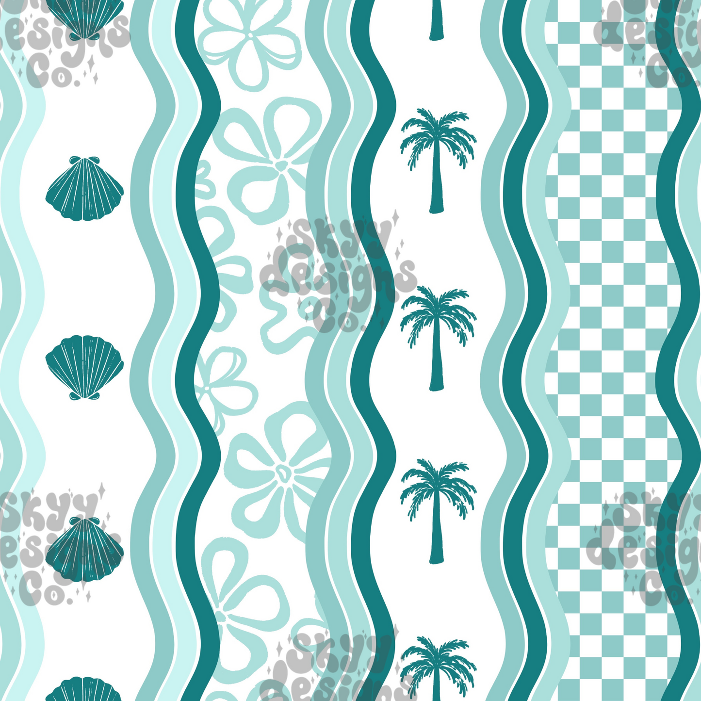 Summer retro wavy seamless pattern