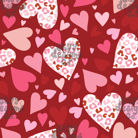 Valentine Cheetah Hearts Pattern